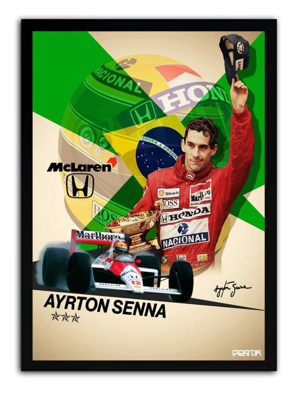 Kit 5 Molduras Ayrton Senna F1 Lotus C/ Moldura e Vidro